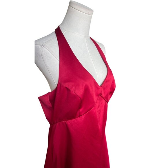 David's Bridal Satin Halter Prom Maxi Dress Size 16 Holiday Semi Formal Event - Picture 2 of 8